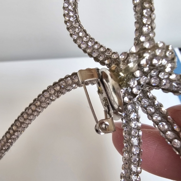 silver crystal rhinestone brooch bow pin - 5" x 6" NWOT - Picture 6 of 11